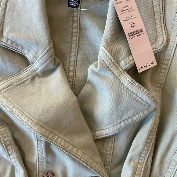 NWT $175 White House Black Market snap front blazarette jacket sea foam sz 6P - Picture 6 of 6